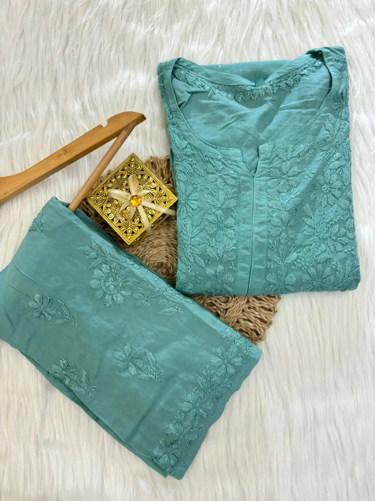 Rahsha Kurta Set Pure Modal Butter Soft Fabric - Sea Green