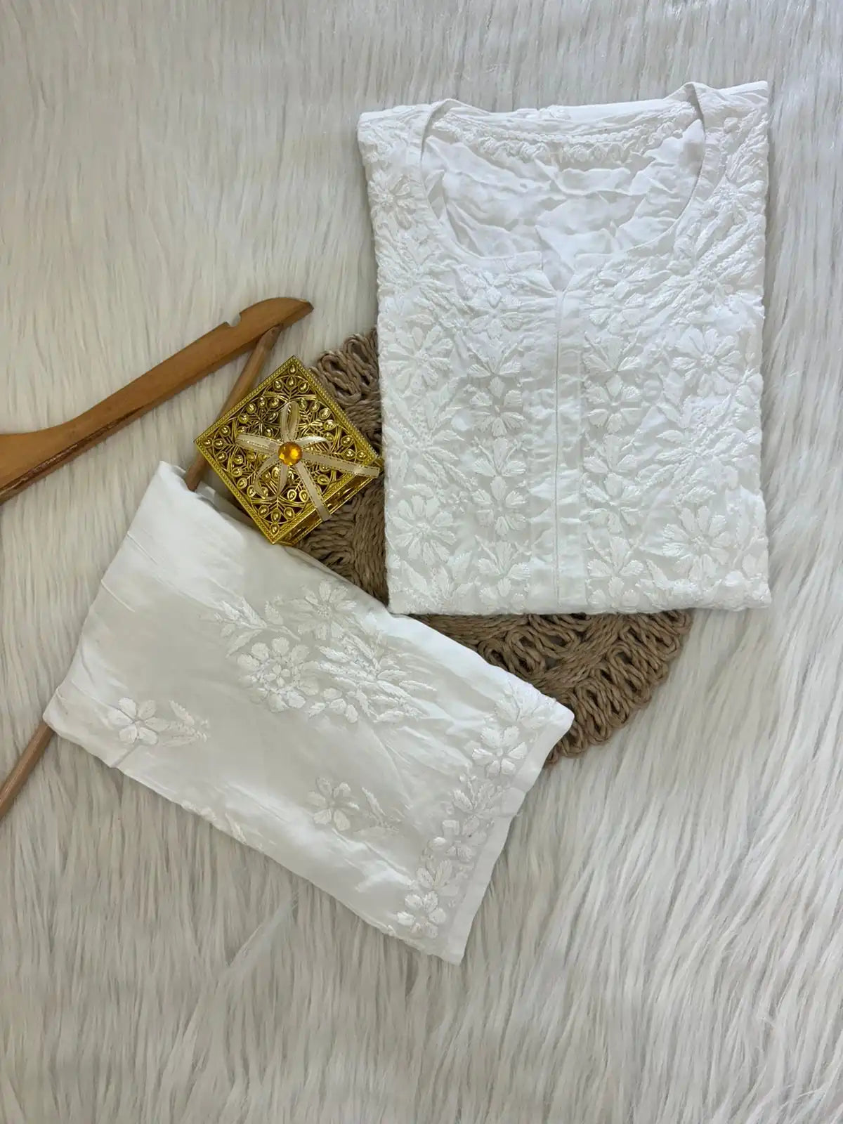 Rahsha Kurta Set Pure Modal Butter Soft Fabric - White