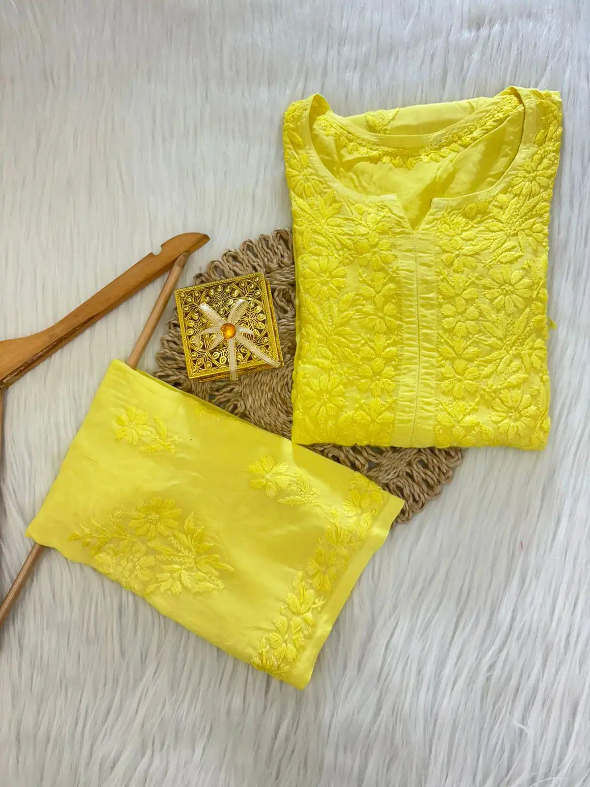 Rahsha Kurta Set Pure Modal Butter Soft Fabric - Yellow