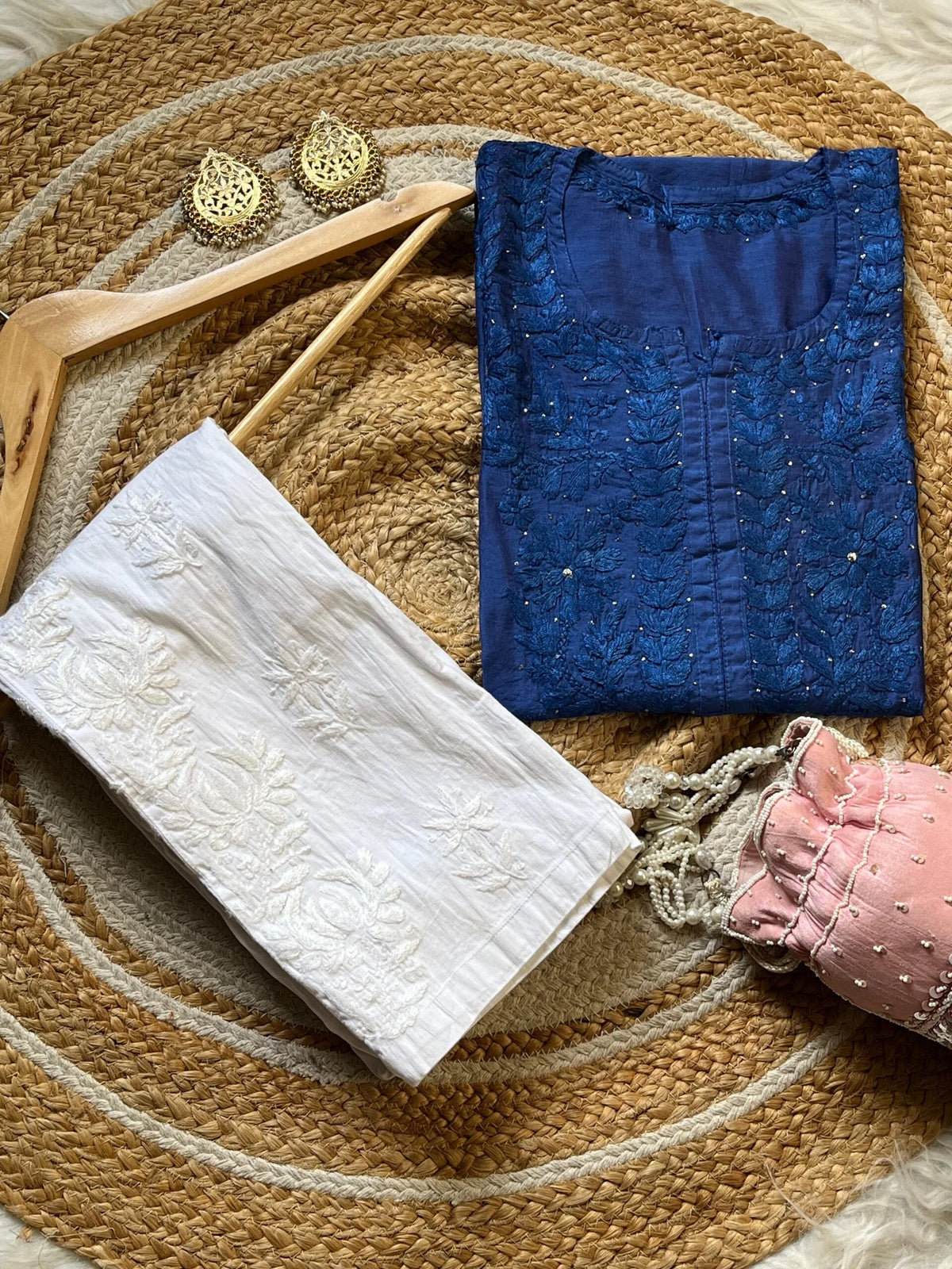 Rashi Chikankari Kurta Set - Blue
