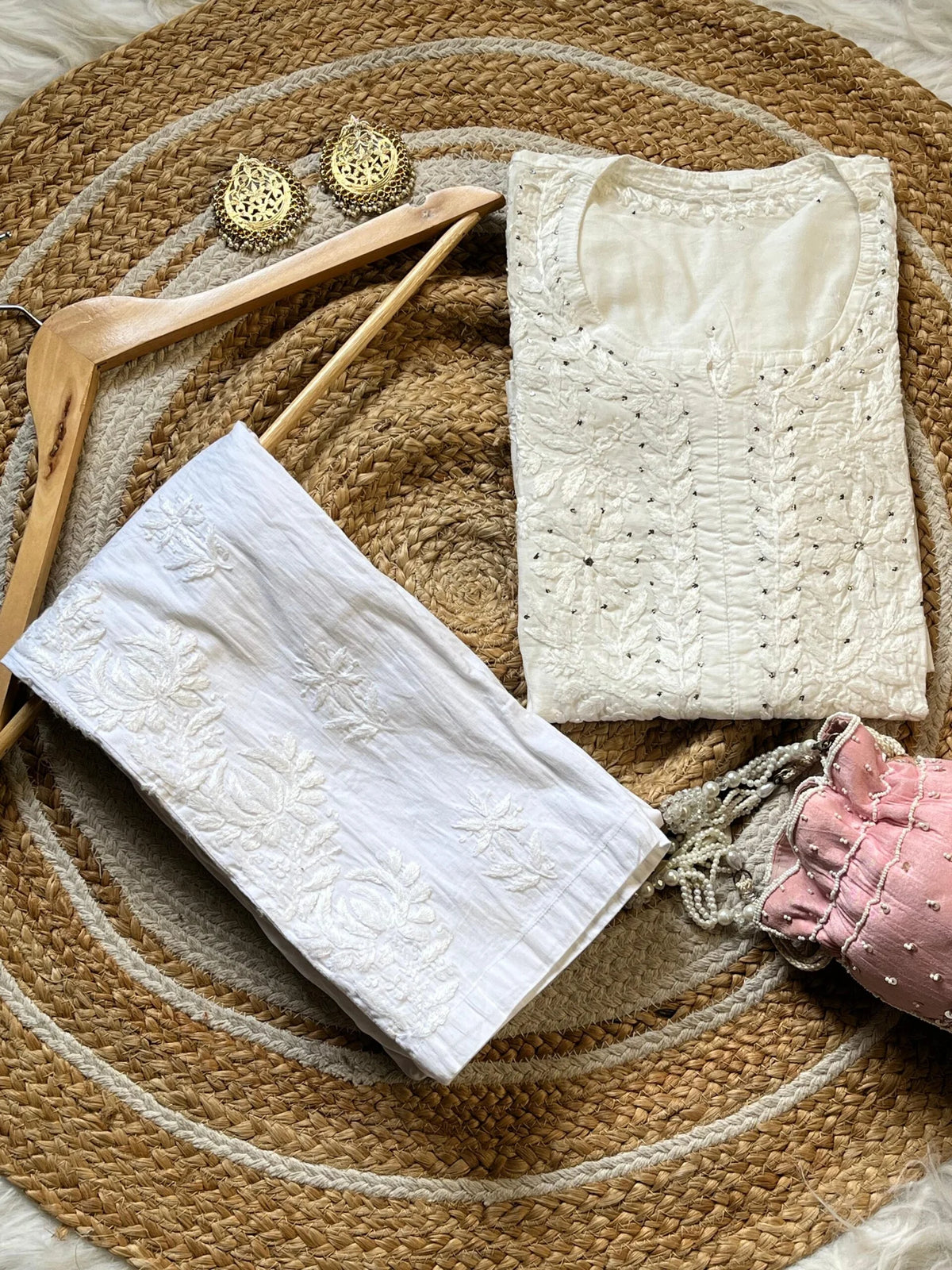 Rashi Chikankari Kurta Set - White