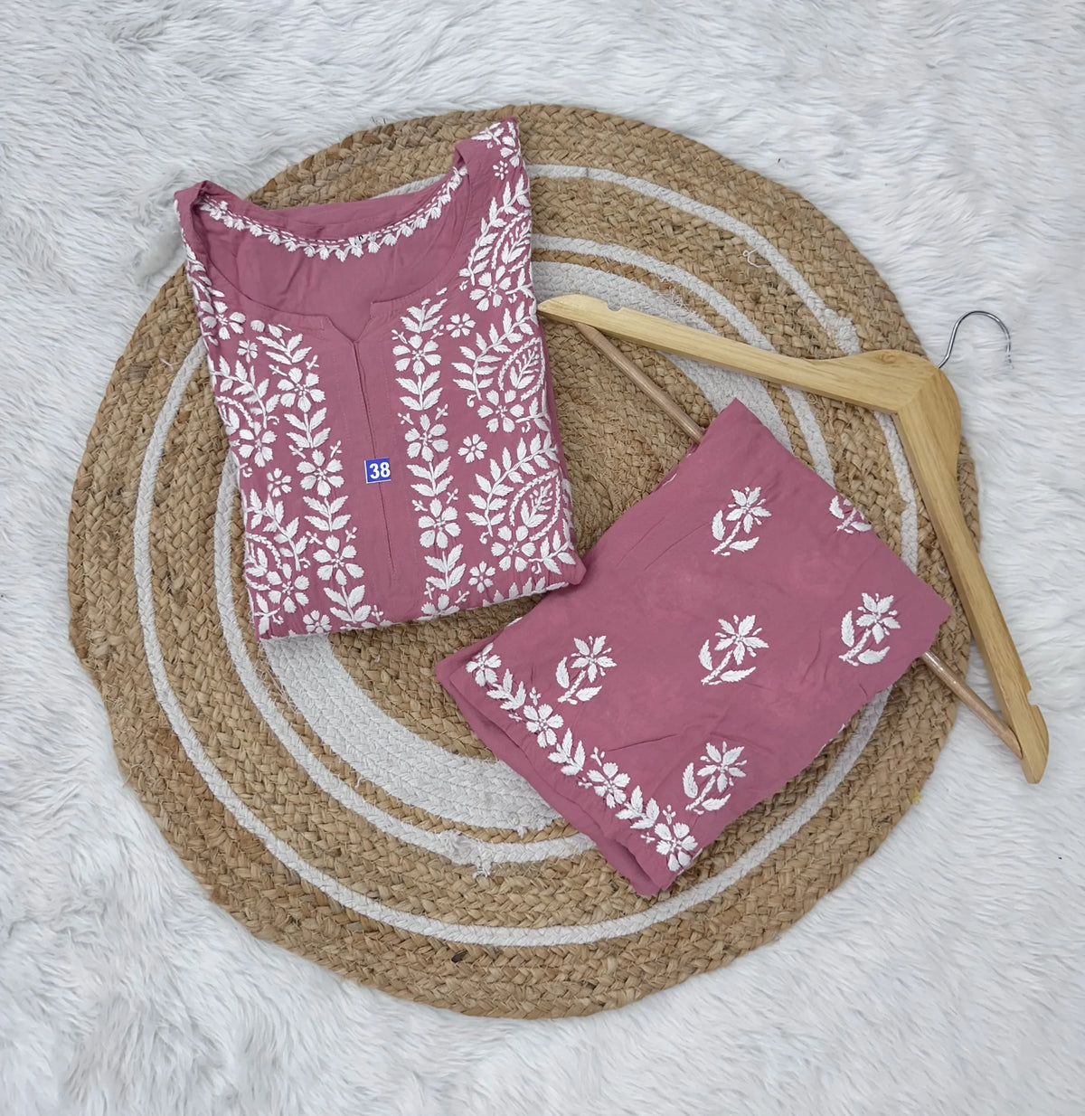 Reet Pure Modal Fabric Premium Chikankari Kurta Set - Dusty Pink