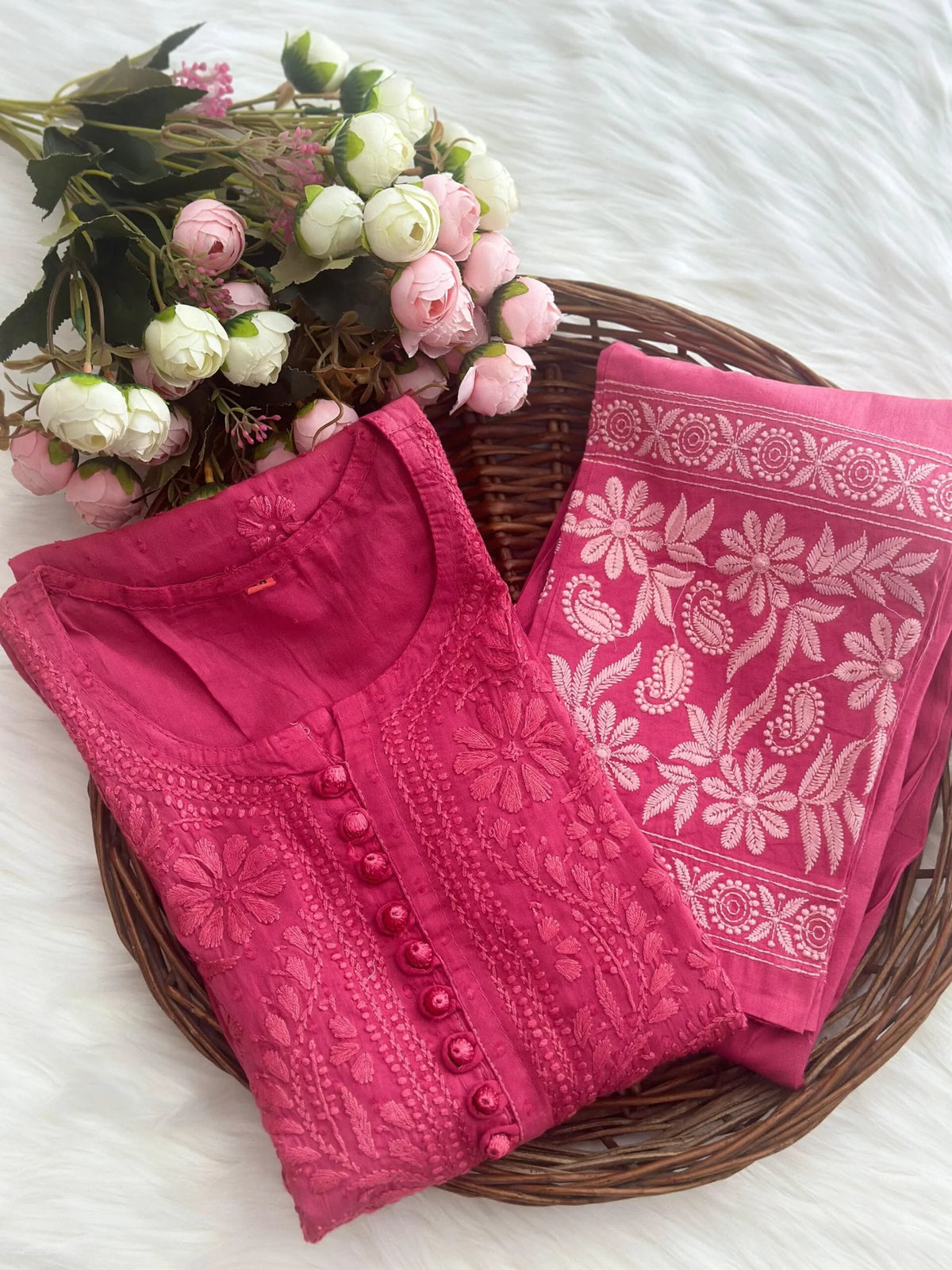 Roohi Chikankari Kurta Set - Pink