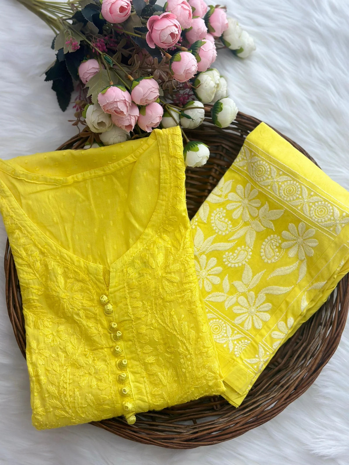 Roohi Chikankari Kurta Set - Yellow
