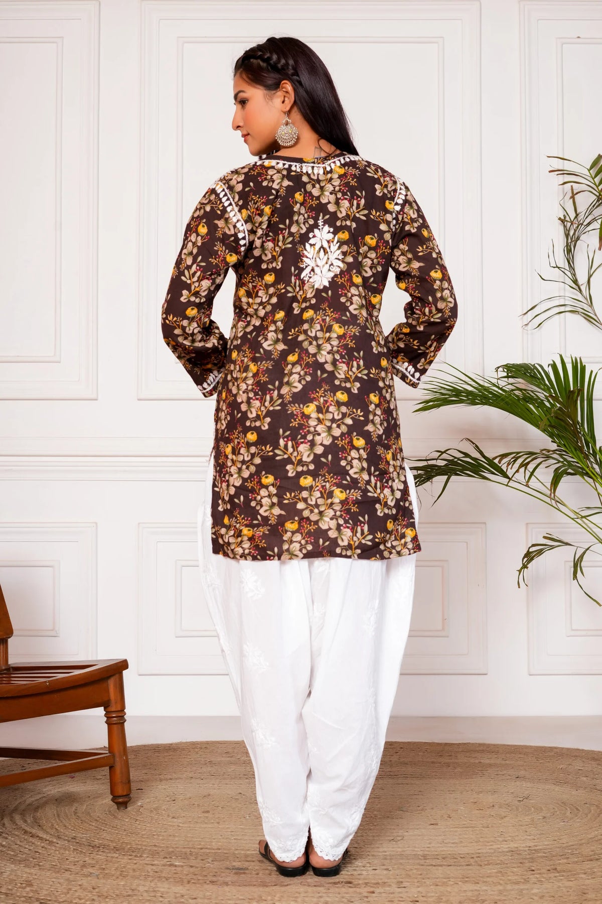 Saba Mulmul Cotton Short Kurta – Brown