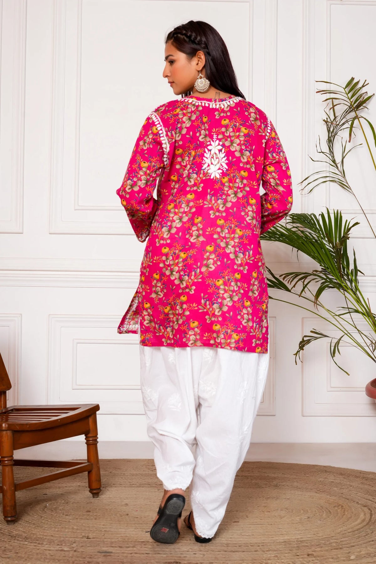Saba Mulmul Cotton Short Kurta – Pink