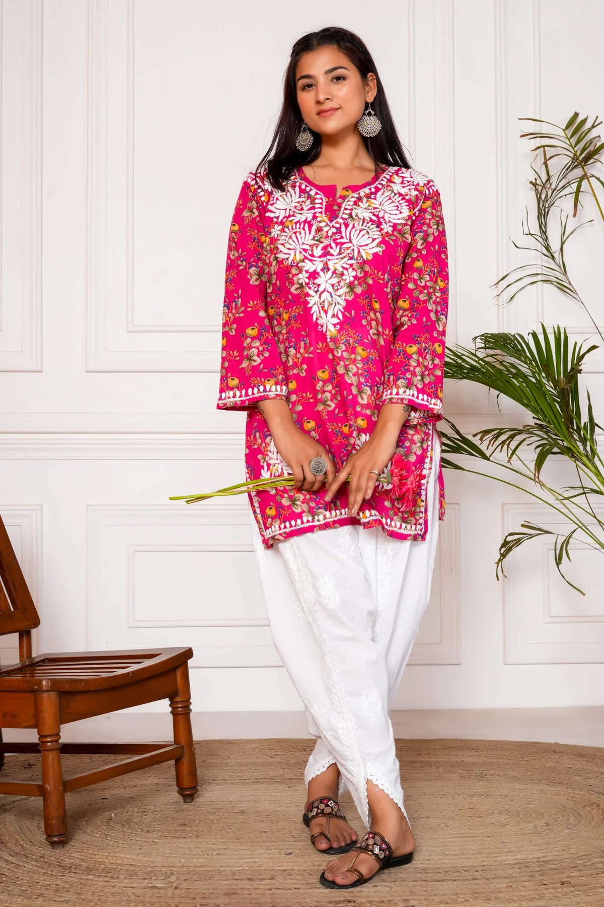 Saba Mulmul Cotton Short Kurta – Pink