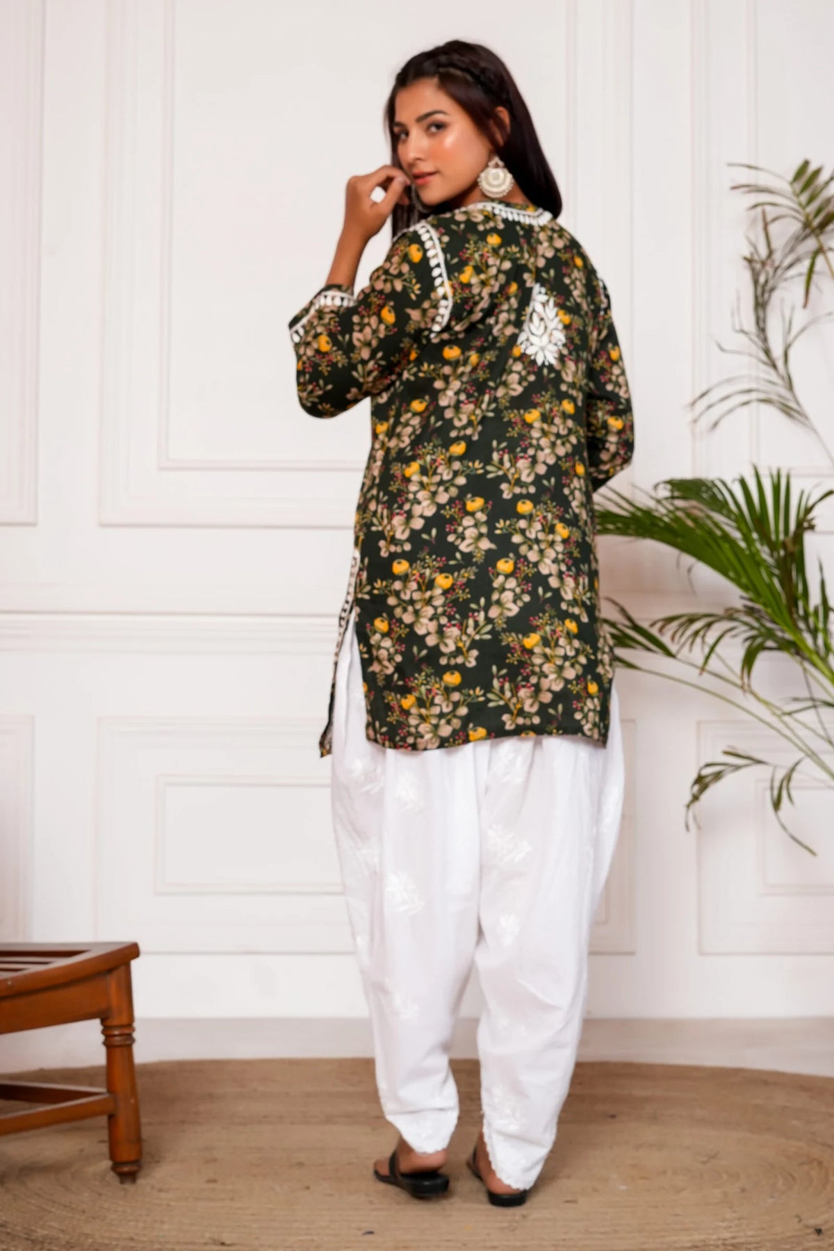 Saba Mulmul Cotton Short Kurta - Green