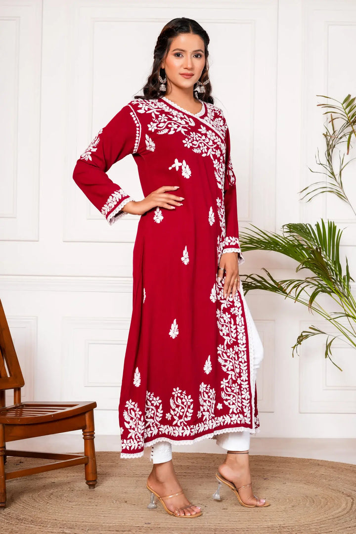 Samaira Angrakha Gown - Red