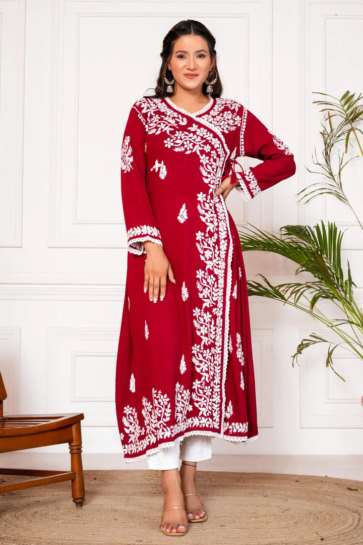 Samaira Angrakha Gown - Red
