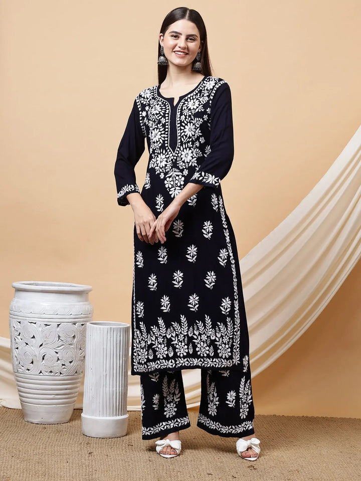 Sheetal Chikankari Co-ord Set In Pure Modal Fabric - Black