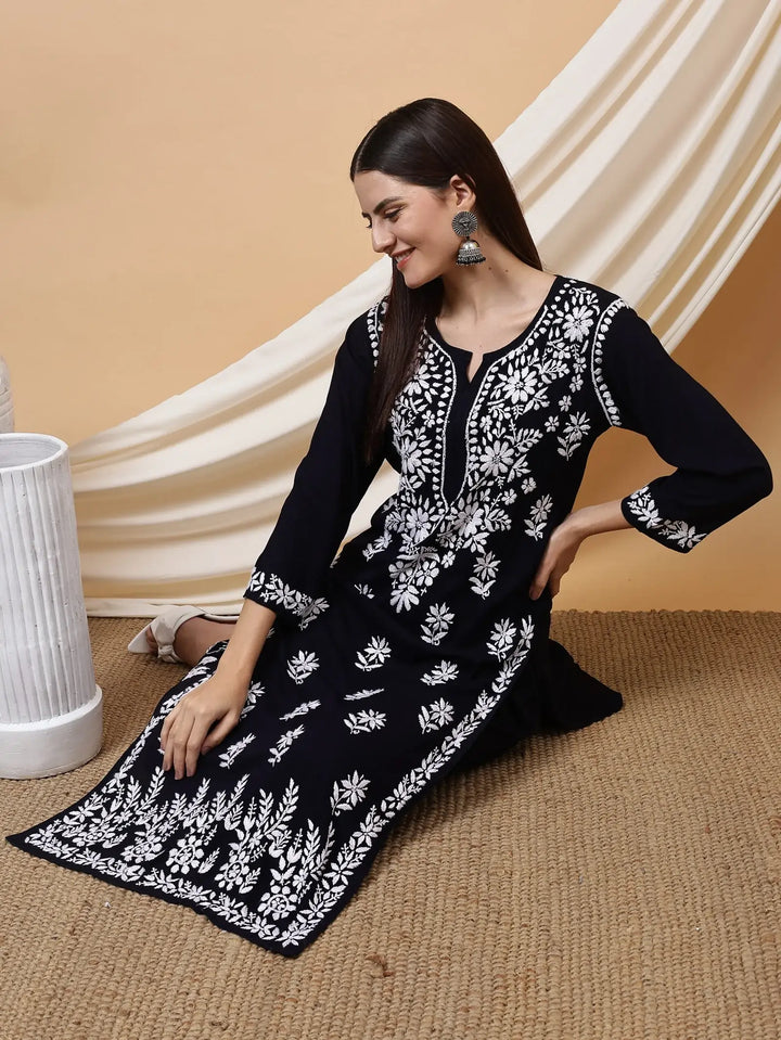 Sheetal Chikankari Co-ord Set In Pure Modal Fabric - Black
