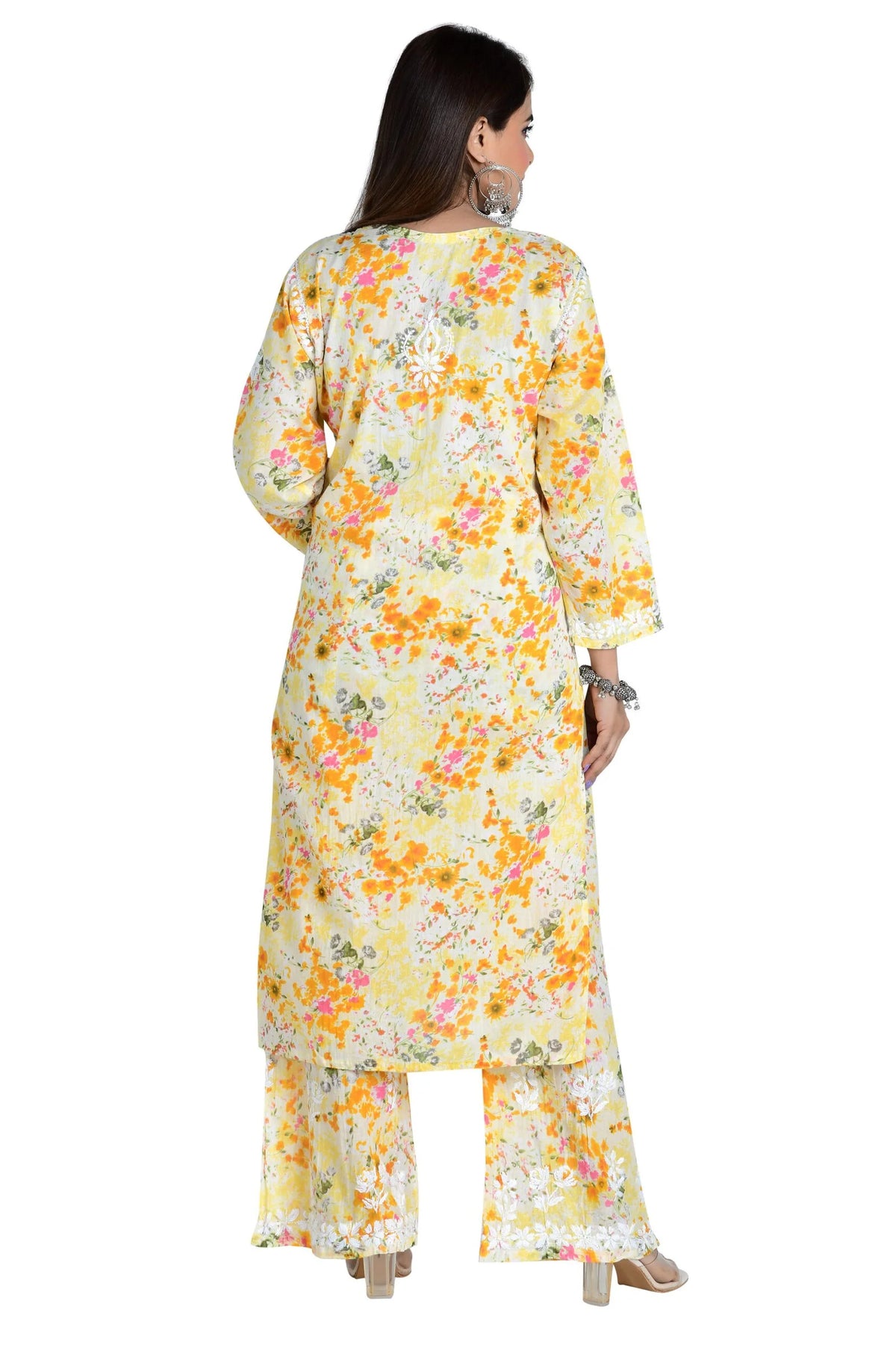 Suhani Mul Cotton Chikankari Kurta Set - Yellow