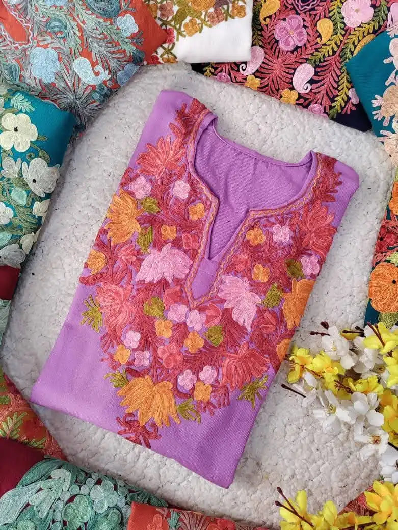 Surkh  Kashmiri Winter Pheran Cashmilon - Pink