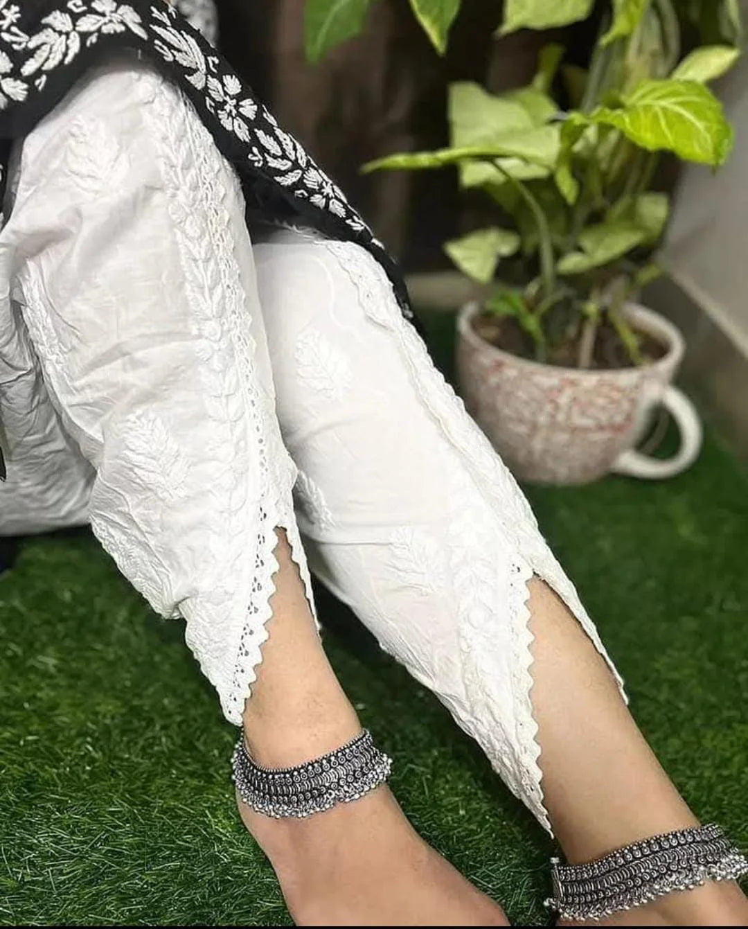Tulip Chikankari Bottom – Free Size Upto 5XL