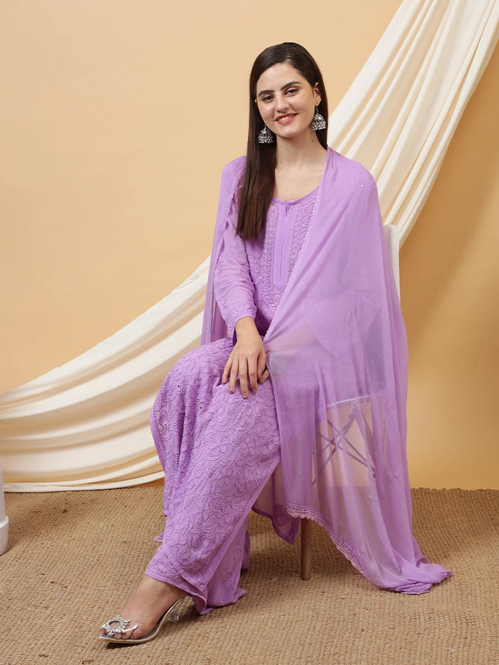 Umang E Libaz Lavender Chikankari Kurti Set - Lavender