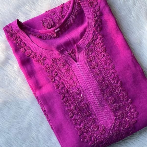 Noori Viscose 3D Kurti - Pink
