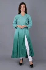 Amaara Angrakha Green Gowns for Women.webp Hunar bharat