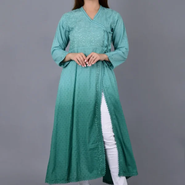 Amaara Angrakha Green Gowns for Women.webp Hunar bharat