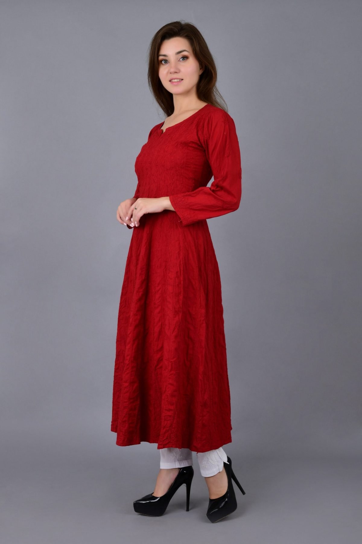 Red Cotton Gown for Women