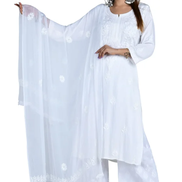 Janya White Chikankari Kurta Set Women