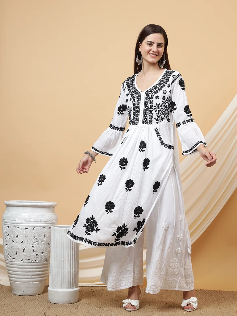 Jeeva White Nyra-Cut Gown