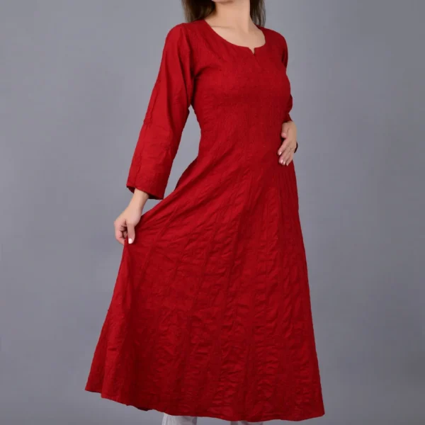 Khadi-Anarkali-Red-Cotton-Gown-for-Women-2.webp Hunar Bharat