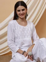 Maya White Chikankari Short Kurta