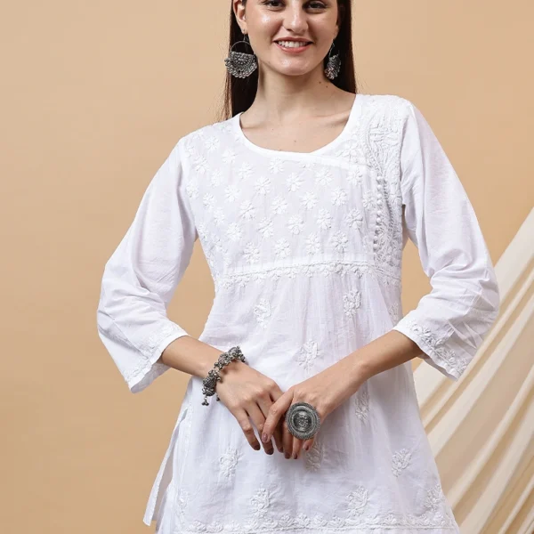 Maya White Chikankari Short Kurta