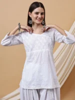 Maya White Chikankari Short Kurta