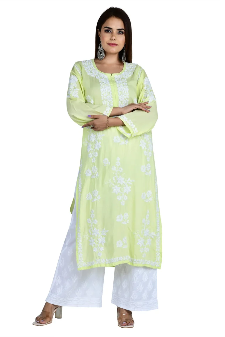 Chikankari Kurti Lemon