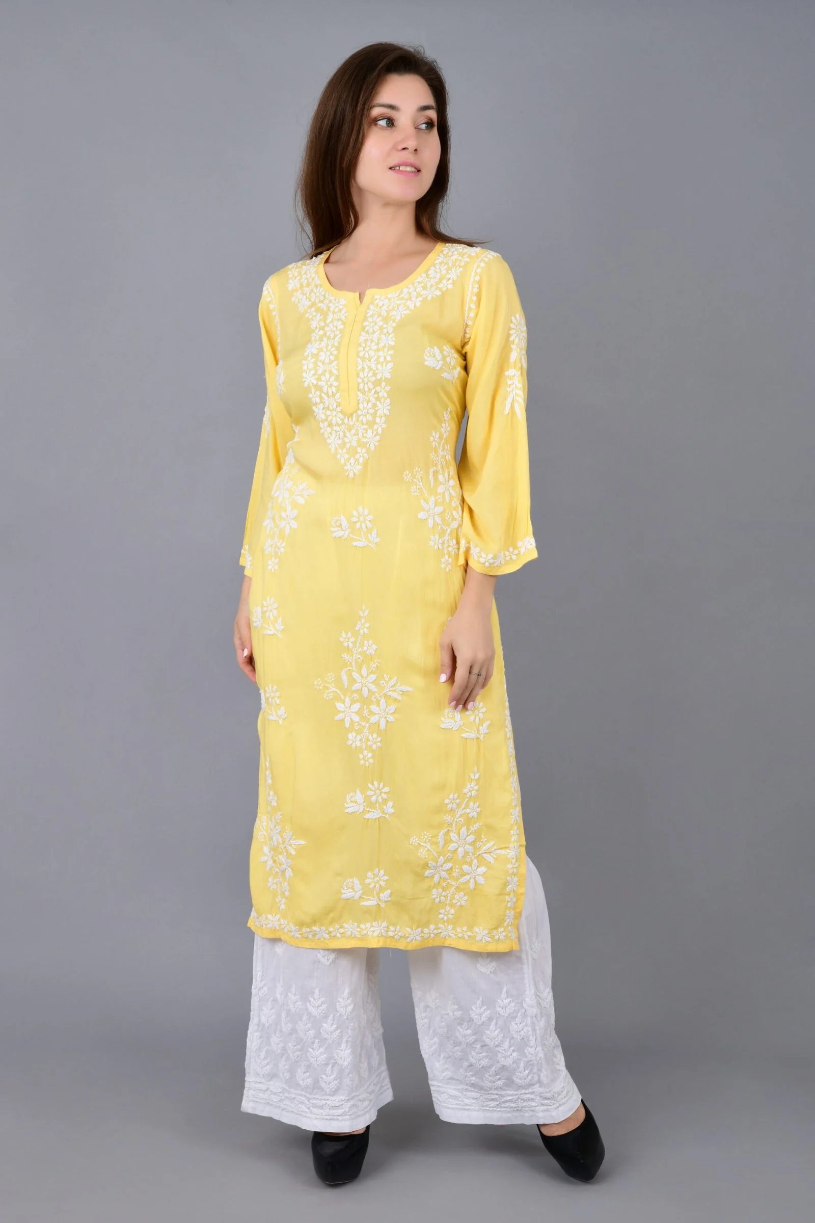 Mehar Chikankari Kurti yellow 1.webp Hunar Bharat