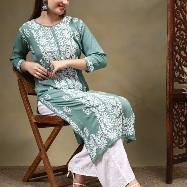 Nadiya Modal Maroon Chikankari Kurtis