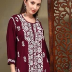 Nadiya Modal Maroon Chikankari Kurtis