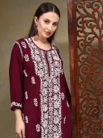 Nadiya Modal Maroon Chikankari Kurtis