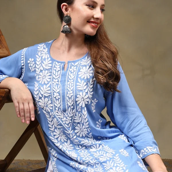 Nadiya Modal Maroon Chikankari Kurtis