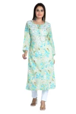 Noorani Sea Green Cotton Mulmul Straight Kurti