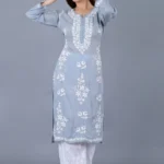 Pure Modal Chikankari Straight kurti black1.webp Hunar Bharat