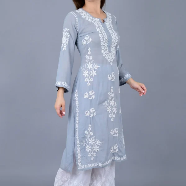 Pure Modal Chikankari Straight kurti black1.webp Hunar Bharat