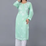 Pure Modal Chikankari Straight kurti green1.webp Hunar Bharat