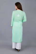 Pure Modal Chikankari Straight kurti green1.webp Hunar Bharat