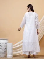 Rumi Kota Doria White Chikankari Dyeable Kurta