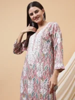 Sirat Cotton Floral Chikankari Kurta Pant Set