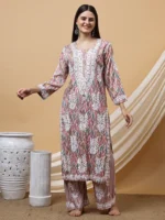 Sirat Cotton Floral Chikankari Kurta Pant Set