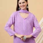 Lavender Chikankari Kurti Set