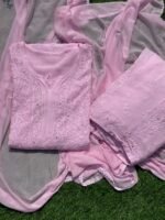 Umang E Libaz Lavender Chikankari Kurti Set - Pink - Image 3