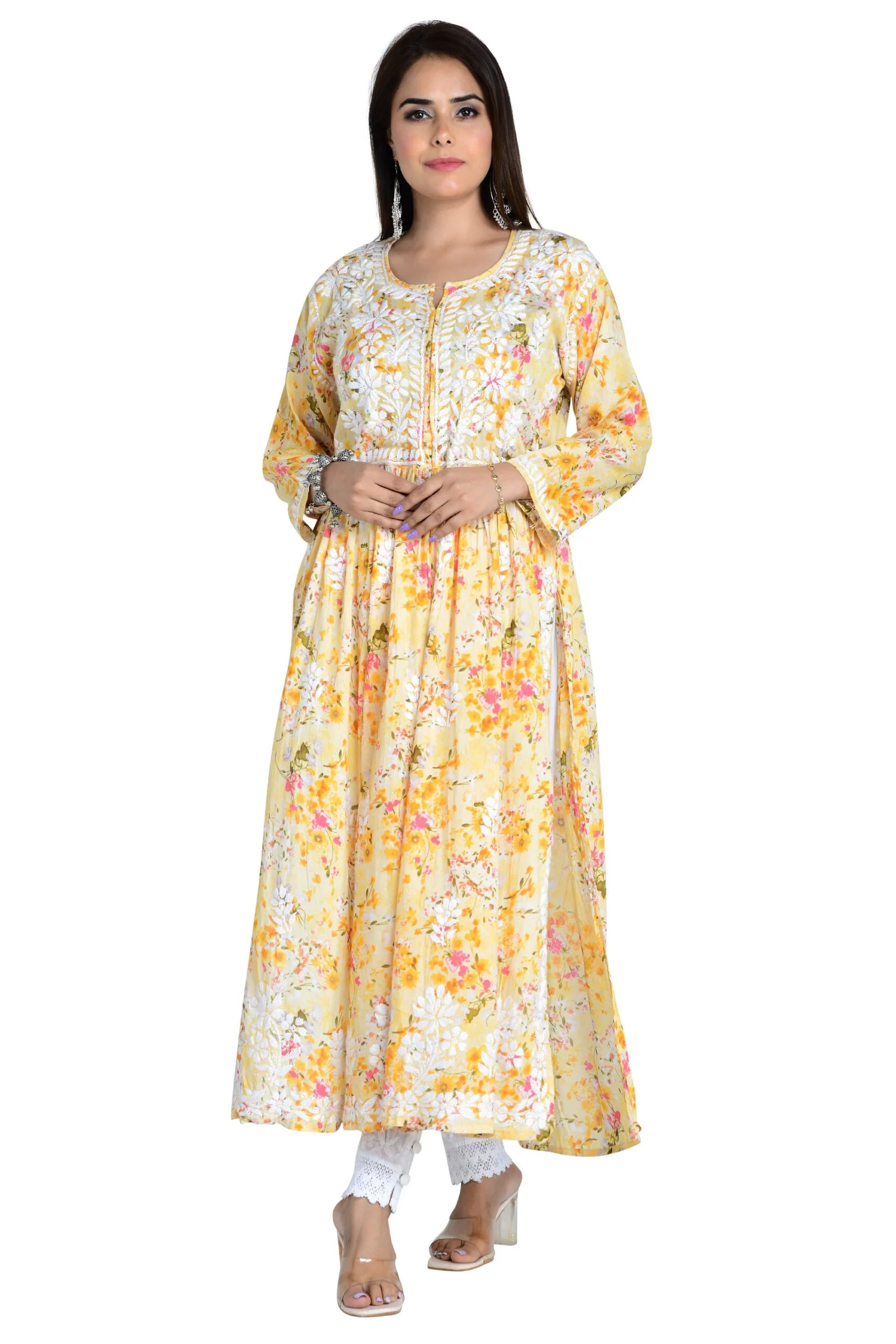 Zubeen-Kurti-Yellow-Printed-Gown2.webp Hunar Bharat