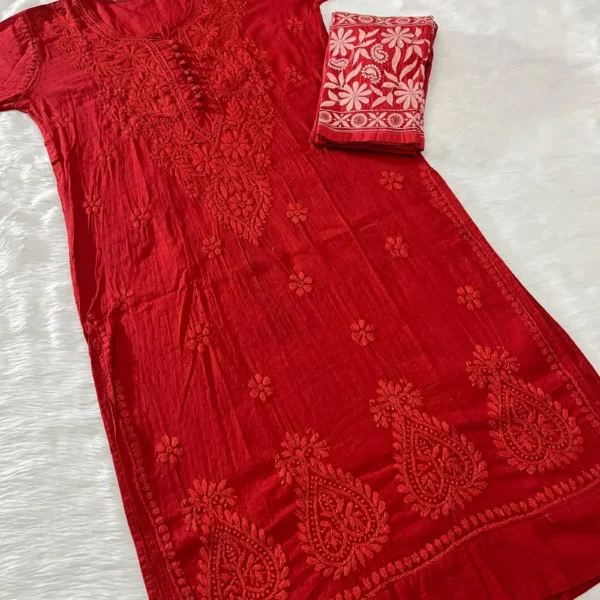 Roohi Set Red Chikankari Kurta for Women