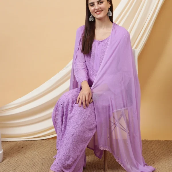 Umang E Libaz Lavender Chikankari Kurti Set