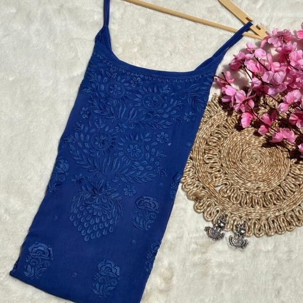 Roop Pure Viscose Blue Chikankari Kurta for Women